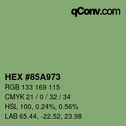 カラーコード: HEX #85A973 | qconv.com