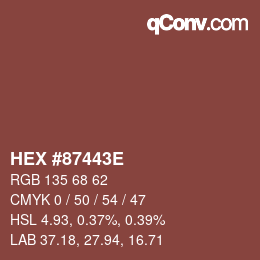 Código de color: HEX #87443E | qconv.com