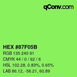 Código de color: HEX #87F05B | qconv.com