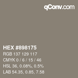 カラーコード: HEX #898175 | qconv.com