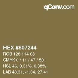 カラーコード: HEX #807244 | qconv.com