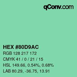 Código de color: HEX #80D9AC | qconv.com