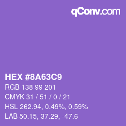 Farbcode: HEX #8A63C9 | qconv.com