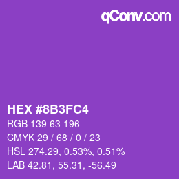 Farbcode: HEX #8B3FC4 | qconv.com