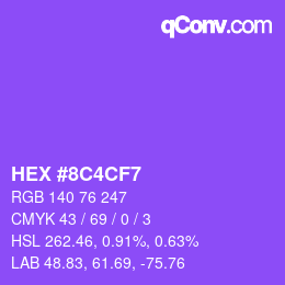 Code couleur: HEX #8C4CF7 | qconv.com