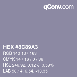 カラーコード: HEX #8C89A3 | qconv.com