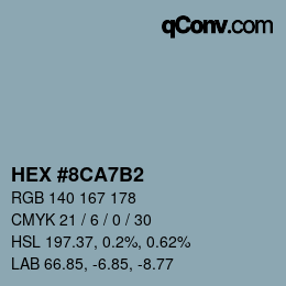 Farbcode: HEX #8CA7B2 | qconv.com