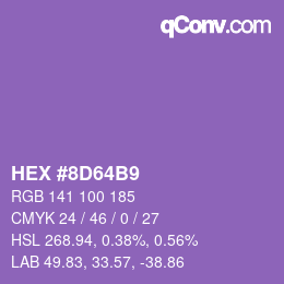 Code couleur: HEX #8D64B9 | qconv.com