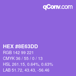 Code couleur: HEX #8E63DD | qconv.com