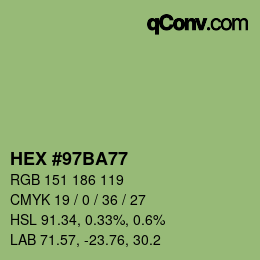 Código de color: HEX #97BA77 | qconv.com