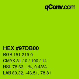 Código de color: HEX #97DB00 | qconv.com