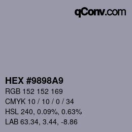 Código de color: HEX #9898A9 | qconv.com