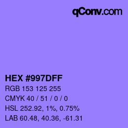 カラーコード: HEX #997DFF | qconv.com