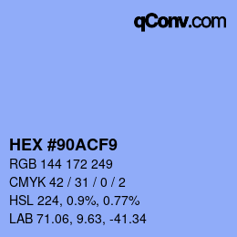 Código de color: HEX #90ACF9 | qconv.com