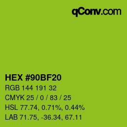 Code couleur: HEX #90BF20 | qconv.com