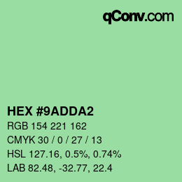 Farbcode: HEX #9ADDA2 | qconv.com