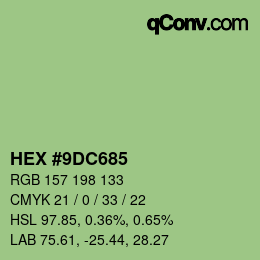 Farbcode: HEX #9DC685 | qconv.com