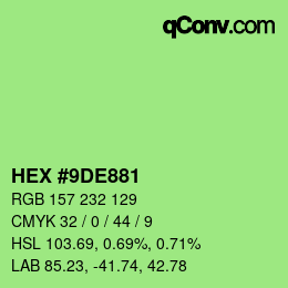 Código de color: HEX #9DE881 | qconv.com