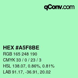 カラーコード: HEX #A5F8BE | qconv.com