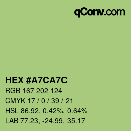 カラーコード: HEX #A7CA7C | qconv.com