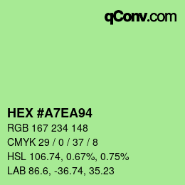 Code couleur: HEX #A7EA94 | qconv.com