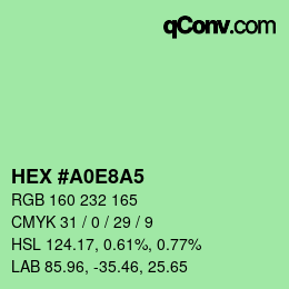 Farbcode: HEX #A0E8A5 | qconv.com