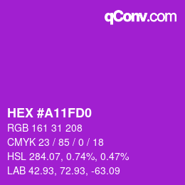 Código de color: HEX #A11FD0 | qconv.com