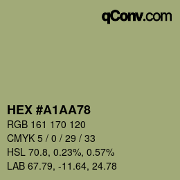 Code couleur: HEX #A1AA78 | qconv.com