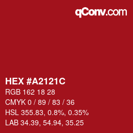 Color code: HEX #A2121C | qconv.com