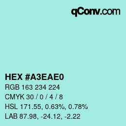 Código de color: HEX #A3EAE0 | qconv.com