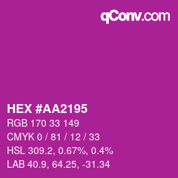 カラーコード: HEX #AA2195 | qconv.com