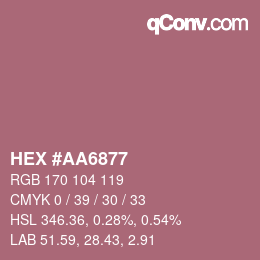 Código de color: HEX #AA6877 | qconv.com