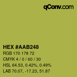 Farbcode: HEX #AAB248 | qconv.com