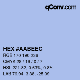 Código de color: HEX #AABEEC | qconv.com