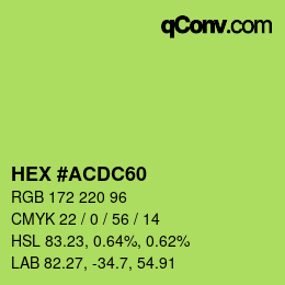 Code couleur: HEX #ACDC60 | qconv.com