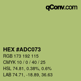 Código de color: HEX #ADC073 | qconv.com