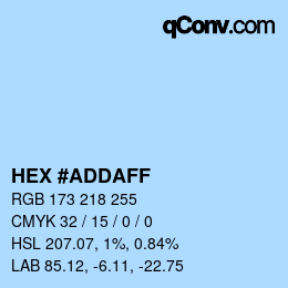 Code couleur: HEX #ADDAFF | qconv.com