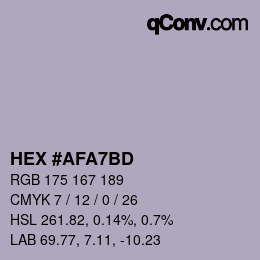 カラーコード: HEX #AFA7BD | qconv.com