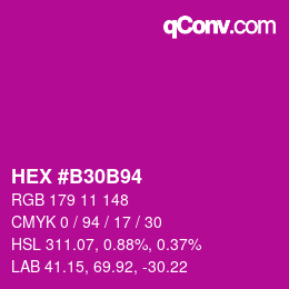 Code couleur: HEX #B30B94 | qconv.com