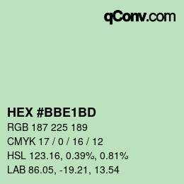 Código de color: HEX #BBE1BD | qconv.com