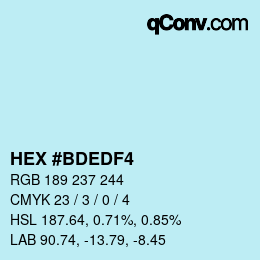 Código de color: HEX #BDEDF4 | qconv.com