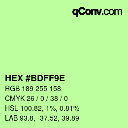 カラーコード: HEX #BDFF9E | qconv.com