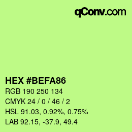 カラーコード: HEX #BEFA86 | qconv.com