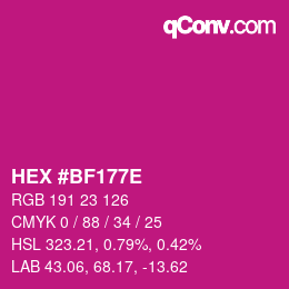 Código de color: HEX #BF177E | qconv.com