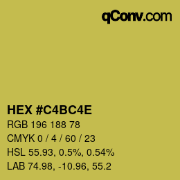 Code couleur: HEX #C4BC4E | qconv.com