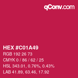 Farbcode: HEX #C01A49 | qconv.com