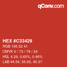 Código de color: HEX #C33429 | qconv.com