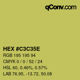 カラーコード: HEX #C3C35E | qconv.com