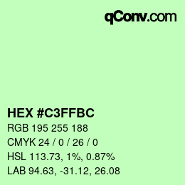 Color code: HEX #C3FFBC | qconv.com