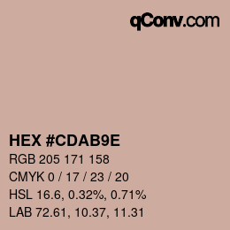 Color code: HEX #CDAB9E | qconv.com